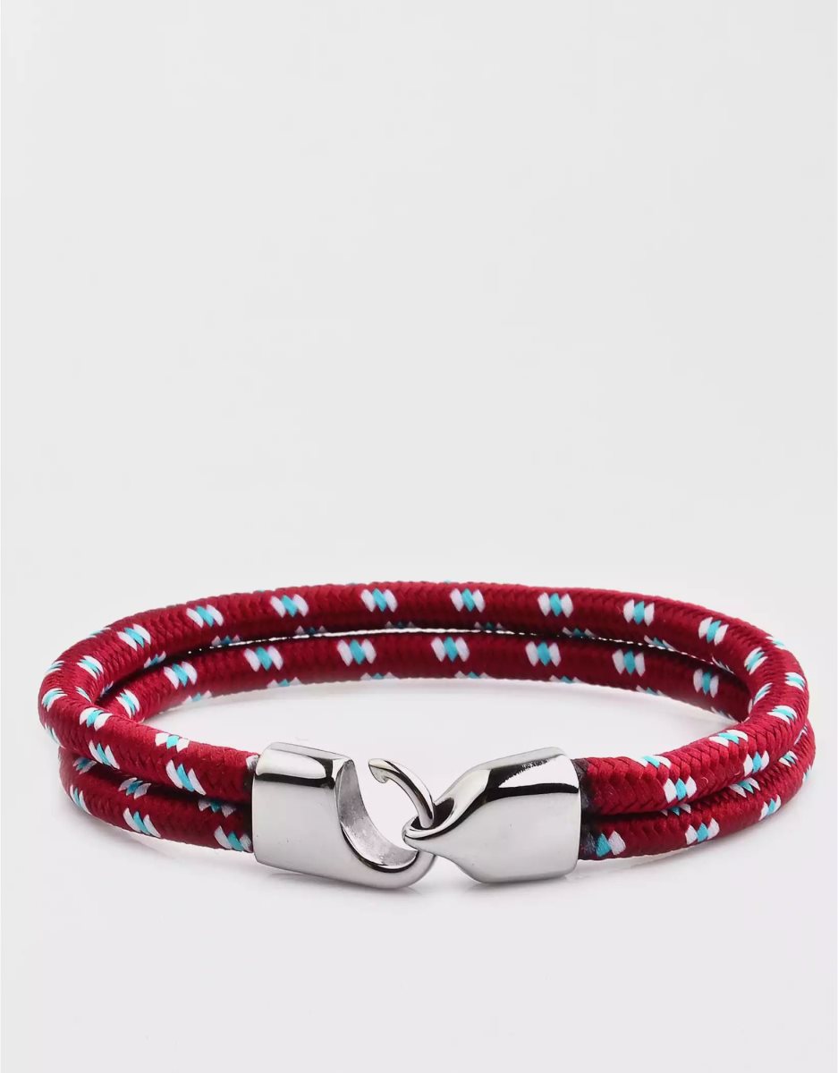 Bijoux American Eagle Stainless Steel Anchor Clasp Wrap Bracelet Rouge Homme | KWK-70777713